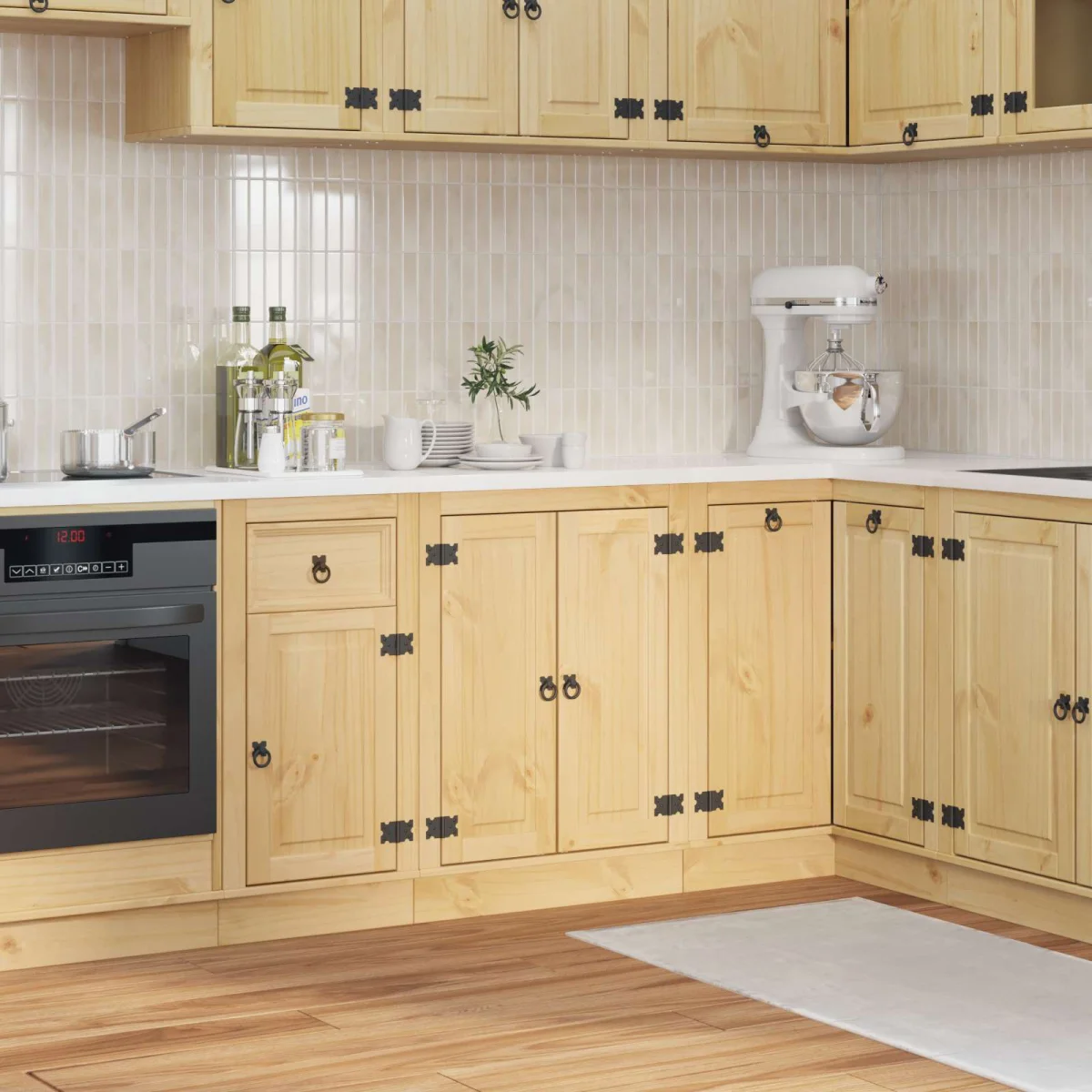 Cabinet polcokkal tárolóval Méz 60 x 46 x 81,5 cm Tömör fenyőfa