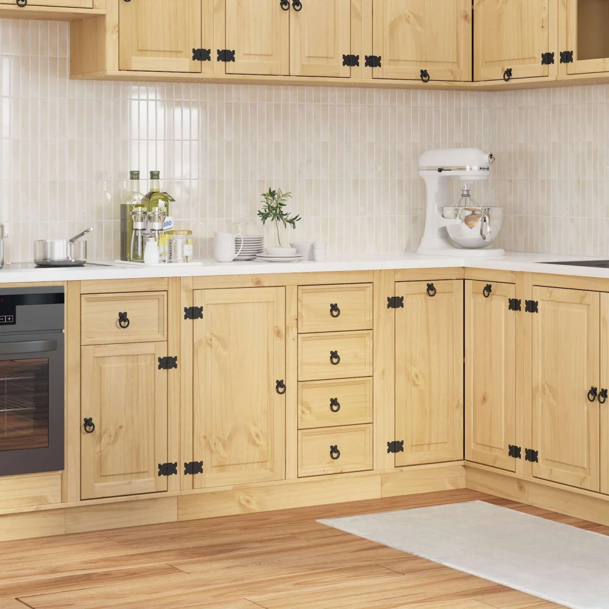 Cabinet fiókkal polcokkal Méz 80 x 46 x 81,5 cm Tömör fenyőfa