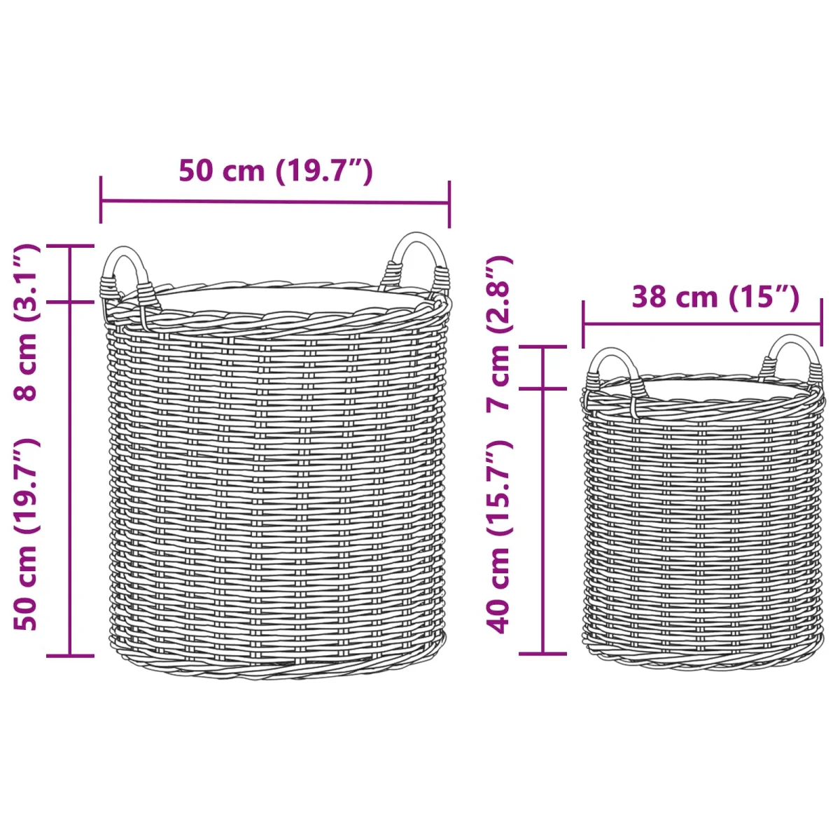 Virágkosár tárolóval 2 pcs Barna Lacak rattan