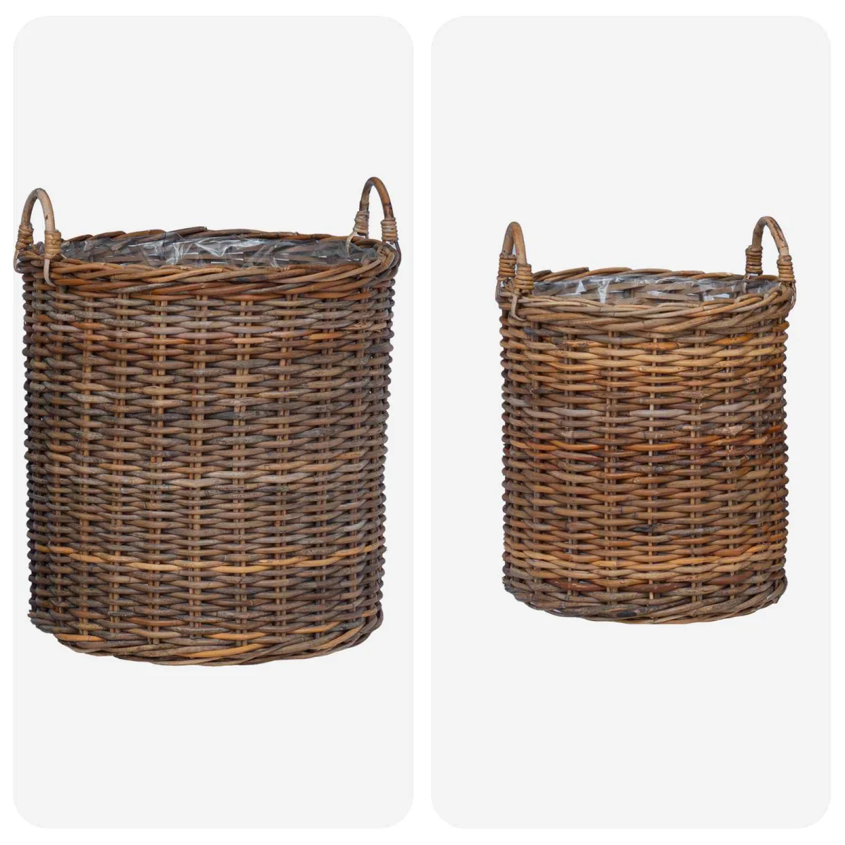Virágkosár tárolóval 2 pcs Barna Lacak rattan