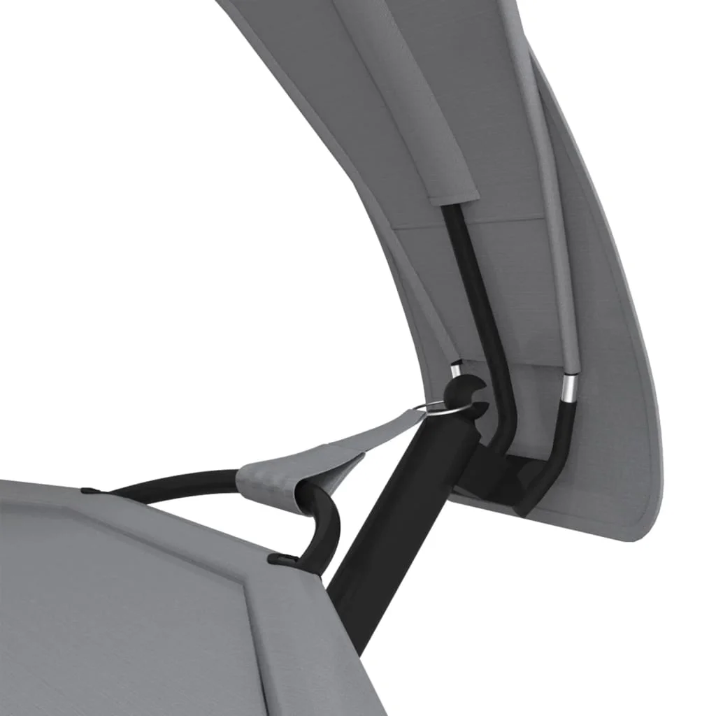 Szürke acél és oxford szövet kültéri pihenőágy napellenzővel