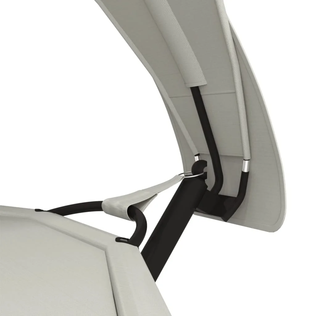 Krémszínű acél és oxford szövet kültéri pihenőágy napellenzővel