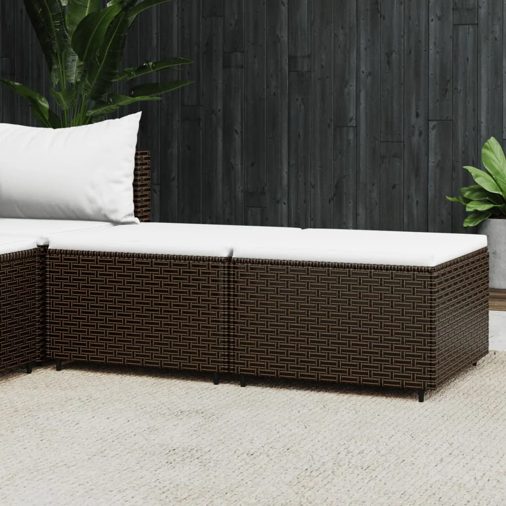 2 db barna polyrattan kerti lábtartó párnával