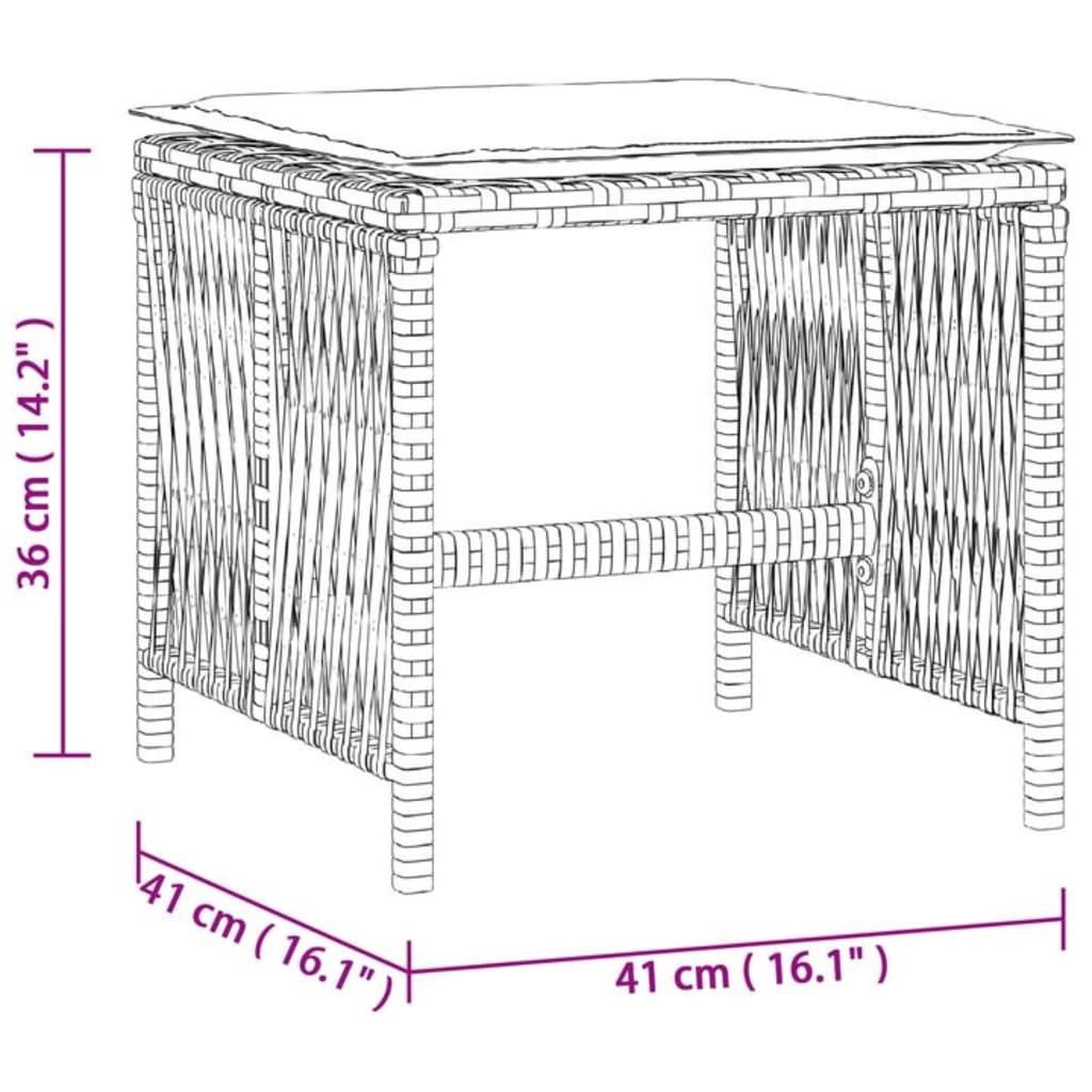 4 db fekete polyrattan kerti szék párnával 41 x 41 x 36 cm