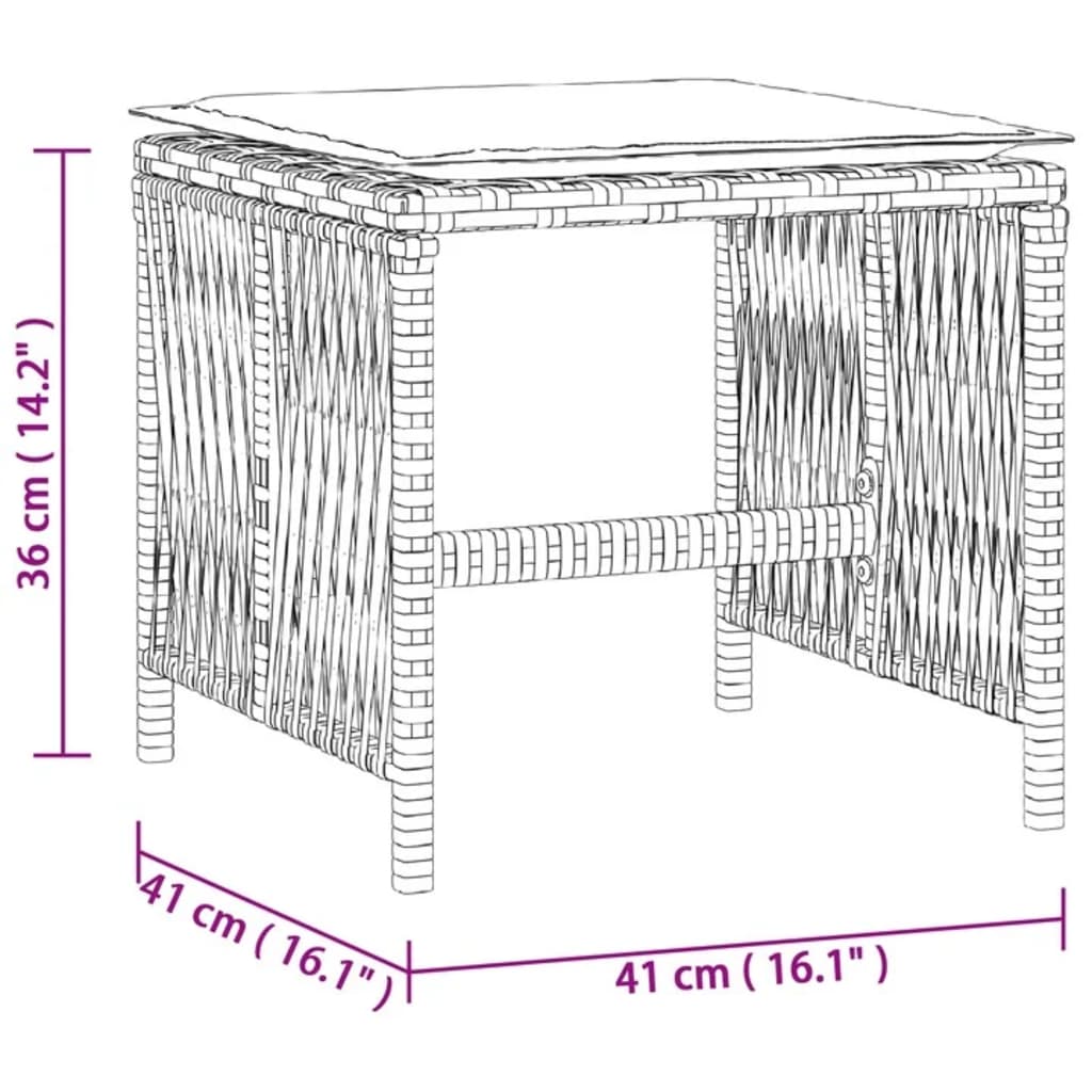 4 db bézs polyrattan kerti szék párnával 41 x 41 x 36 cm