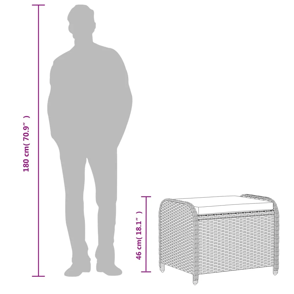 Barna polyrattan kerti szék párnával 58 x 46 x 46 cm