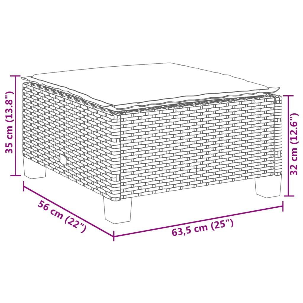 Fekete polyrattan kerti szék párnával 63,5 x 56 x 32 cm