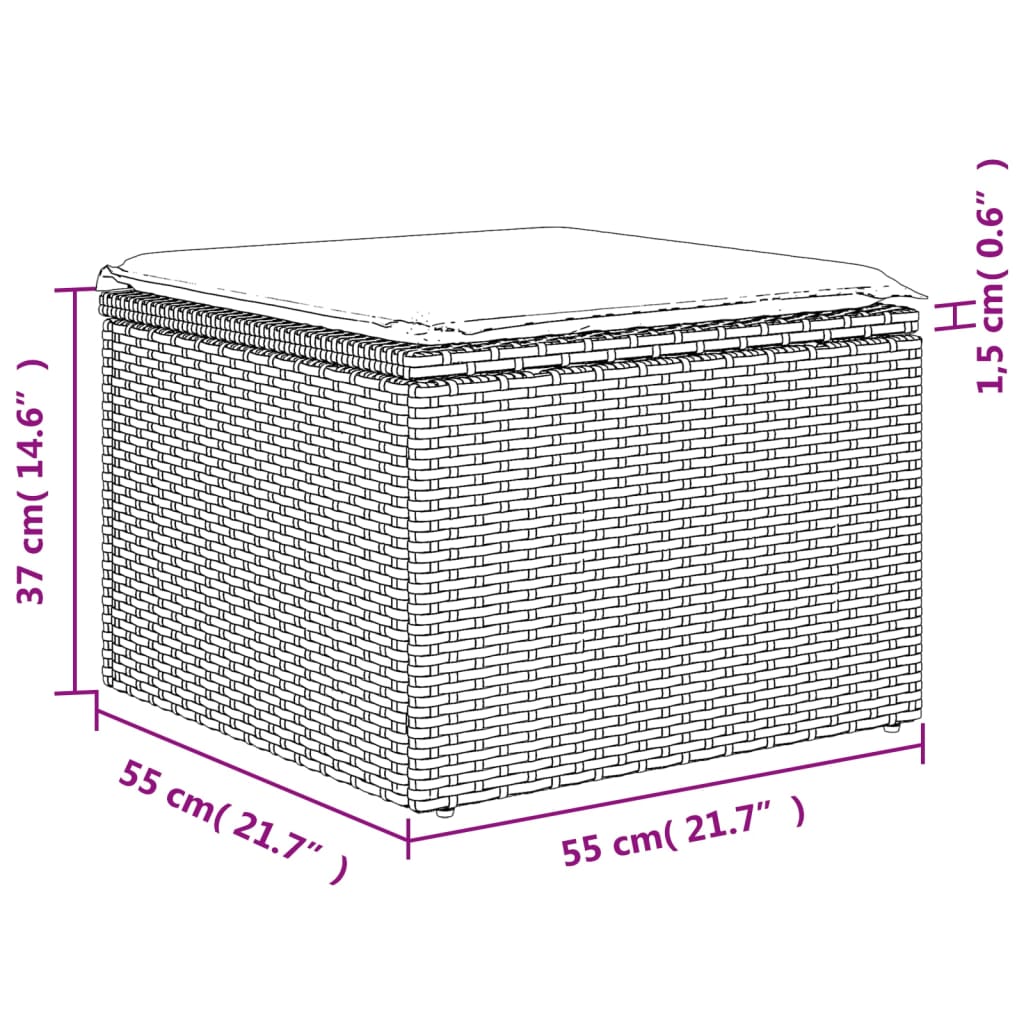 Bézs polyrattan kerti szék párnával 55 x 55 x 37 cm