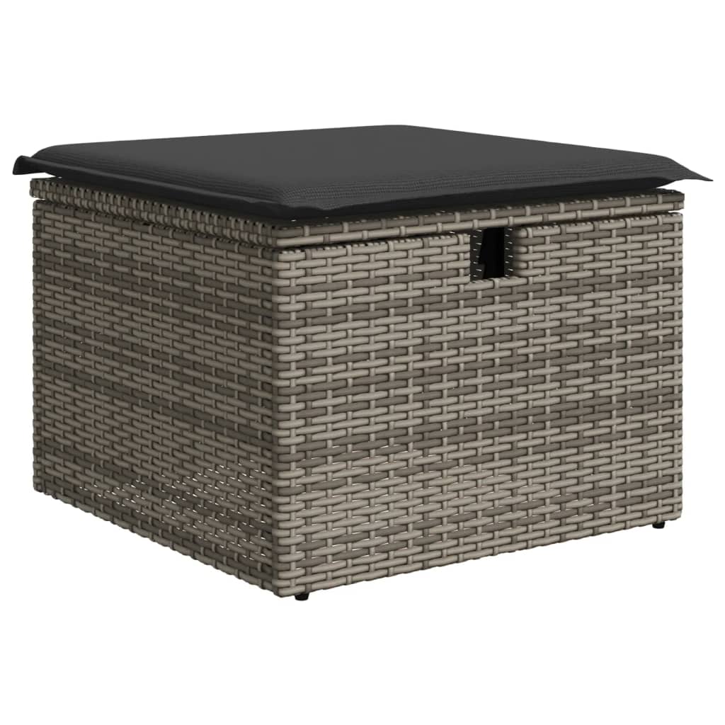 Szürke polyrattan kerti szék párnával 55 x 55 x 37 cm