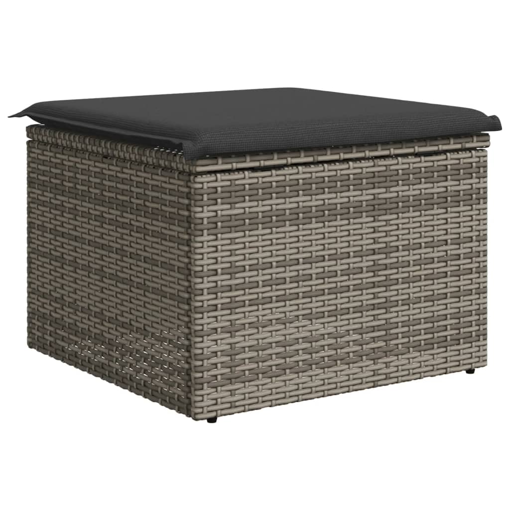 Szürke polyrattan kerti szék párnával 55 x 55 x 37 cm