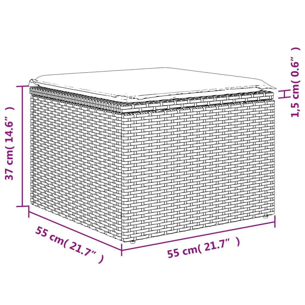 Világosszürke polyrattan kerti szék párnával 55 x 55 x 37 cm