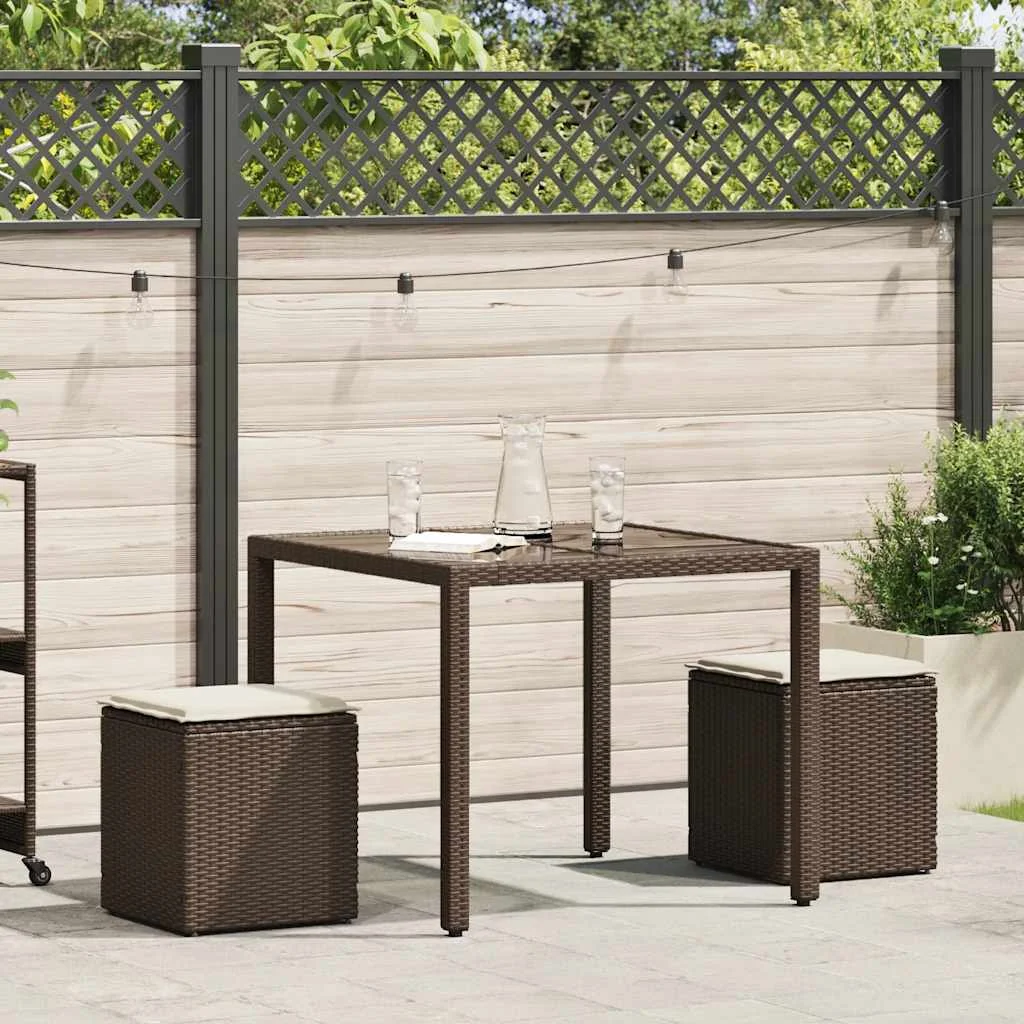 2 db barna polyrattan kerti szék párnával 40x40x43 cm