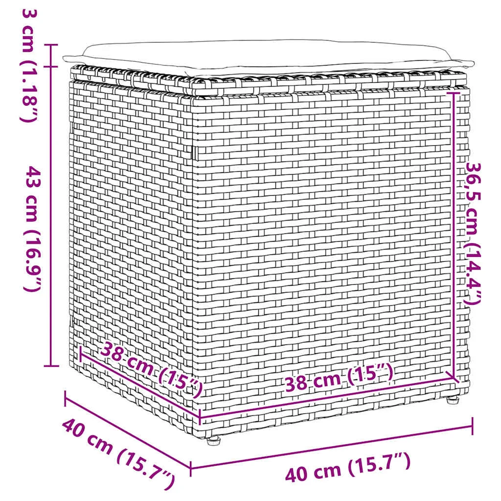 2 db barna polyrattan kerti szék párnával 40x40x43 cm