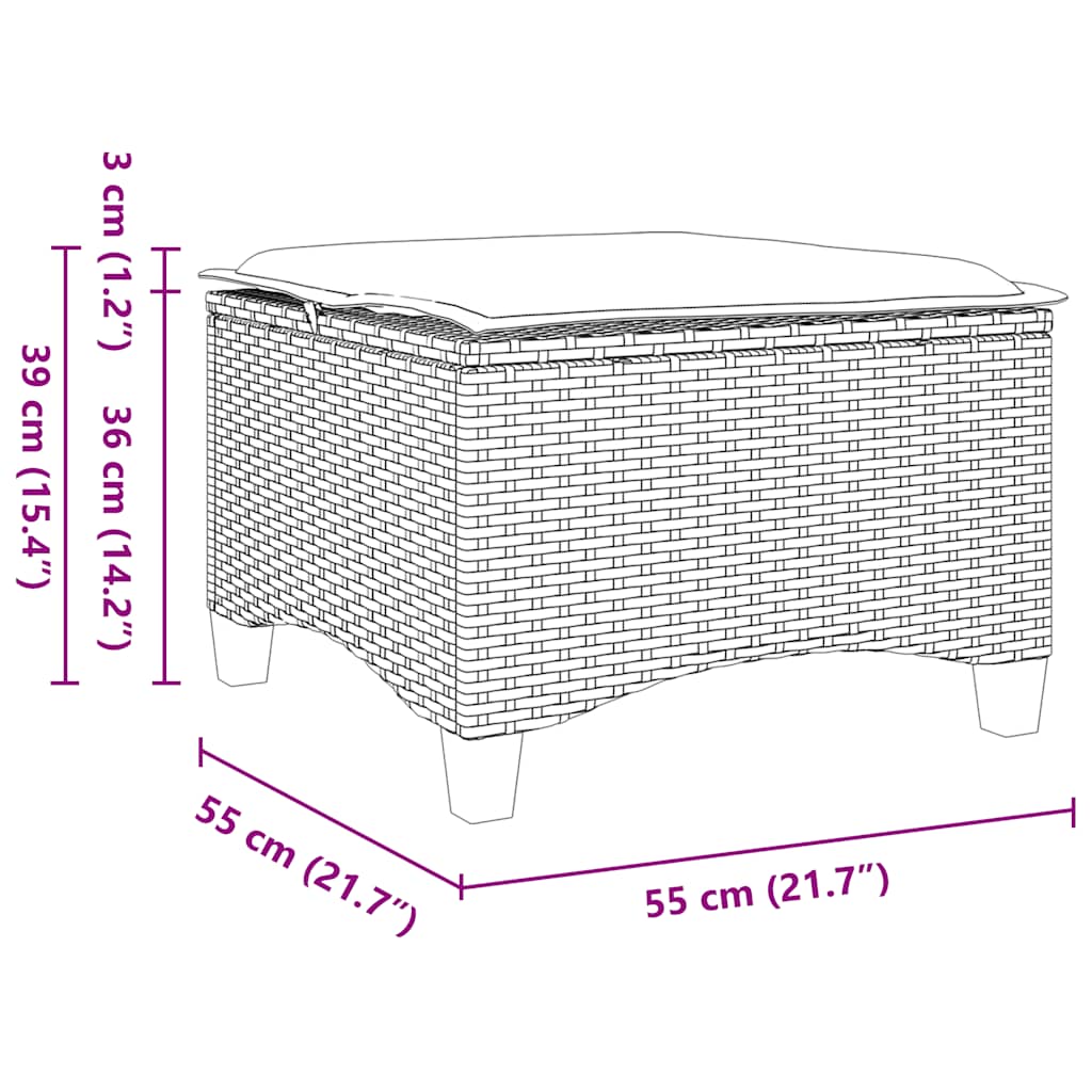 2 db barna polirattan kerti székek párnákkal 55x55x36 cm