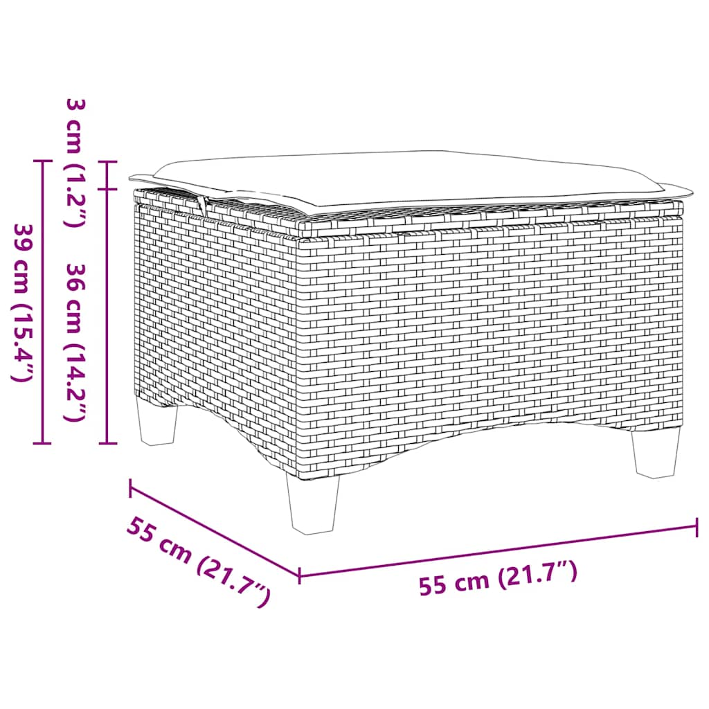 2 db szürke polirattan kerti székek párnákkal 55x55x36 cm