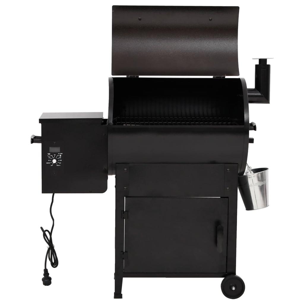 Fekete vas pellet grillsütő kéménnyel 104 cm