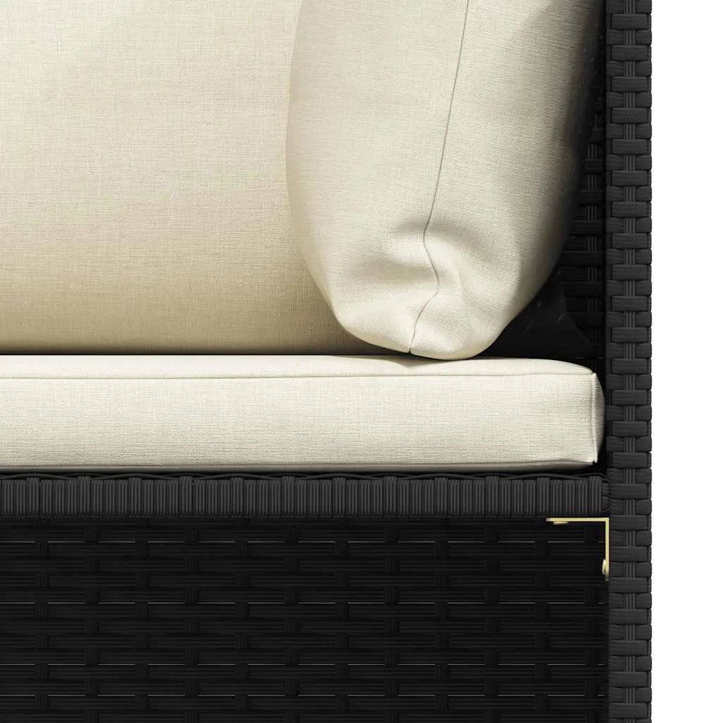 4 részes fekete polyrattan kerti kanapészett párnákkal