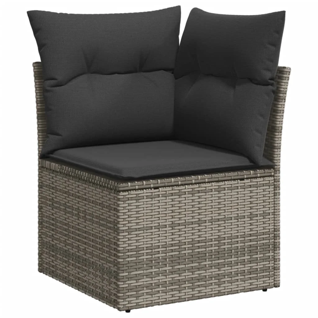 10 részes szürke polyrattan kerti ülőgarnitúra párnákkal