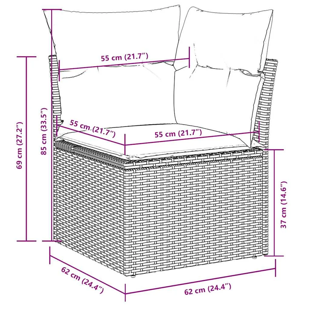 10 részes világosszürke polyrattan kerti ülőgarnitúra párnákkal