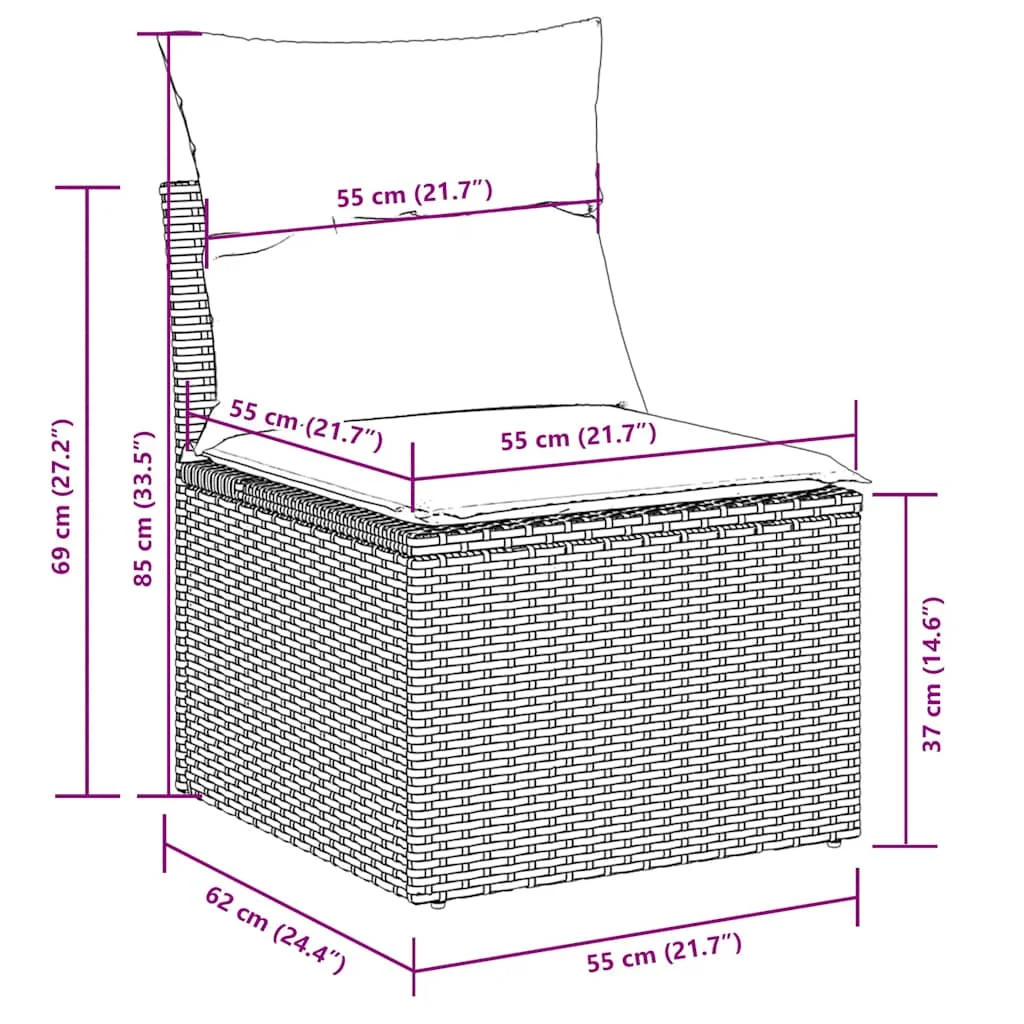 10 részes világosszürke polyrattan kerti ülőgarnitúra párnákkal