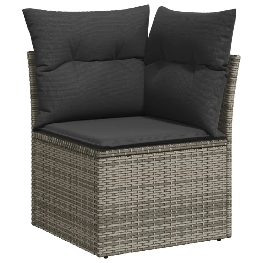 11 részes szürke polyrattan kerti ülőgarnitúra párnákkal