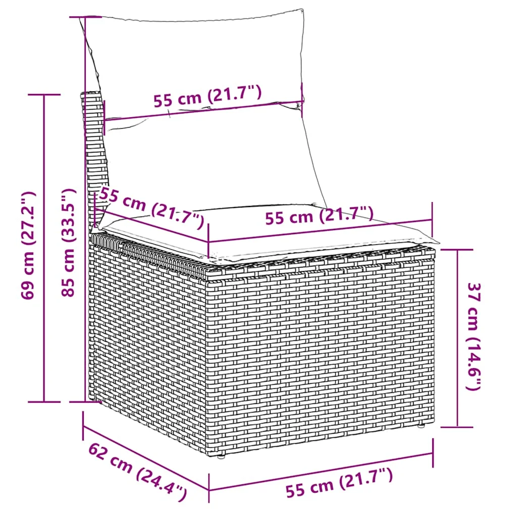 8 részes világosszürke polyrattan kerti ülőgarnitúra párnával