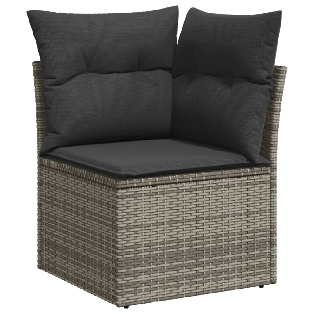 14 részes szürke polyrattan kerti ülőgarnitúra párnákkal