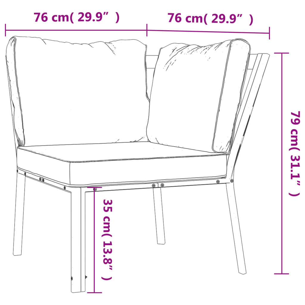 Acél kerti szék szürke párnákkal 76 x 76 x 79 cm