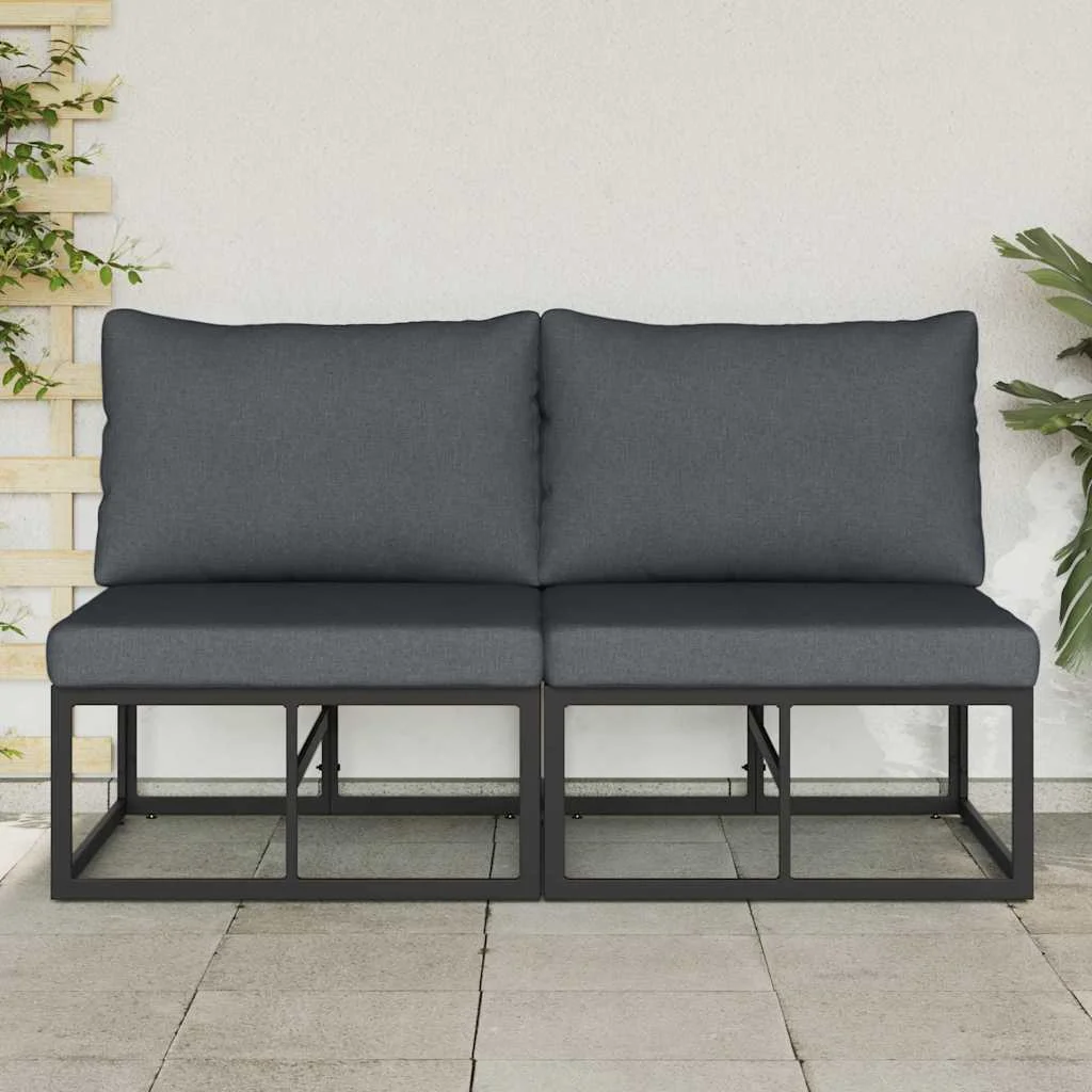 Kültéri bútor szettek párnával párnával 2 pcs Fekete és Antracit