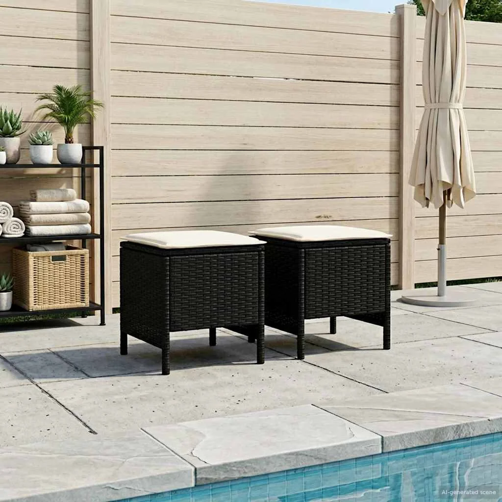 Kerti lábtartó 2 Darab Fekete és Krém 38 x 38 x 45 cm PE Rattan