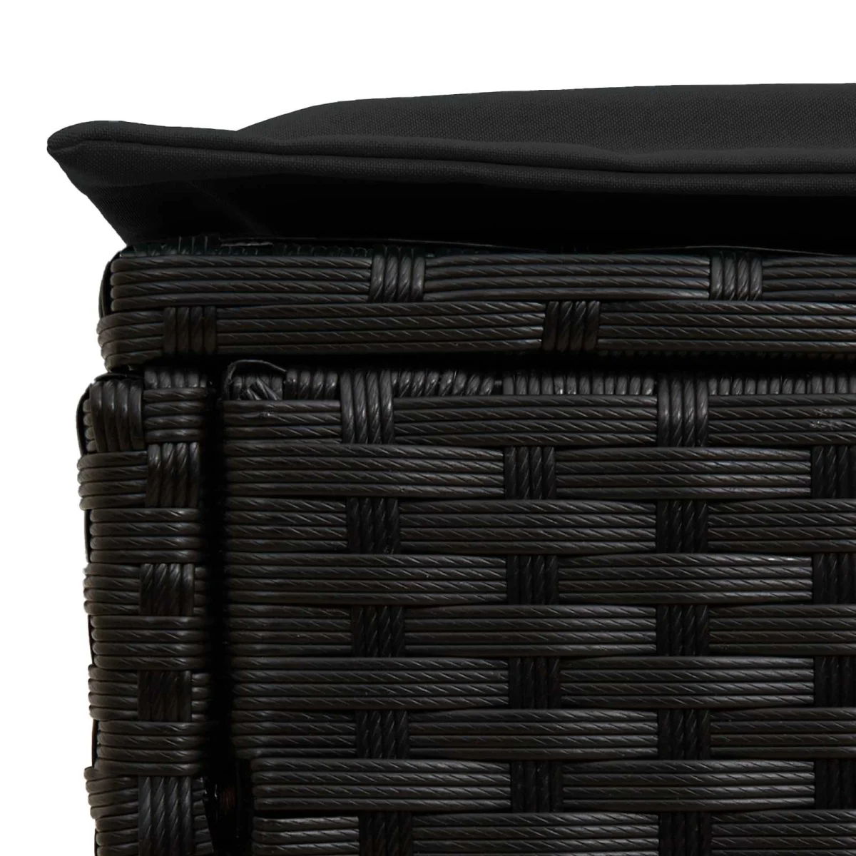 Kerti lábtartó párnával Fekete 80 x 38 x 45 cm PE Rattan