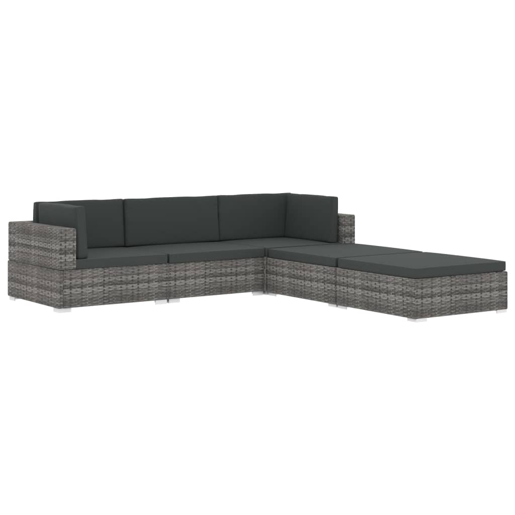 1 db barna polyrattan moduláris középső kanapé párnákkal