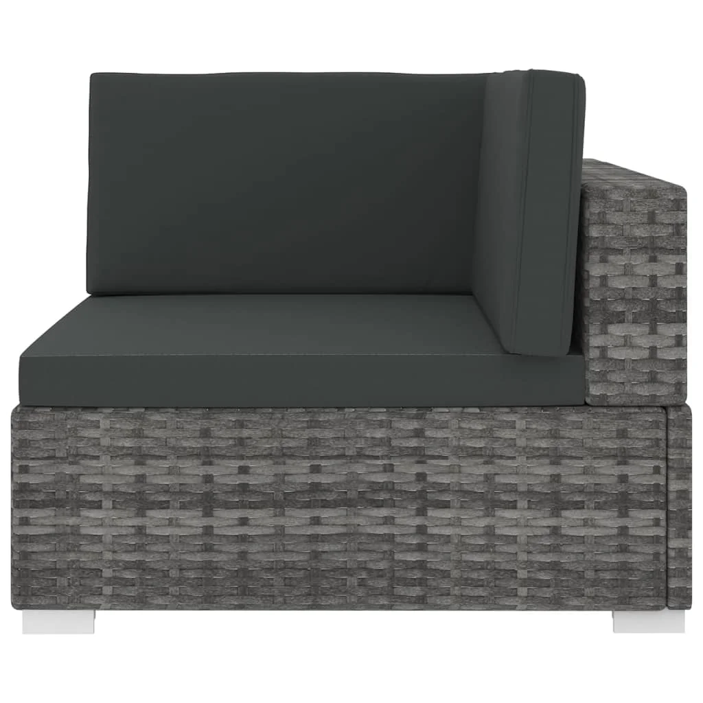 1 db szürke polyrattan moduláris sarokfotel párnákkal