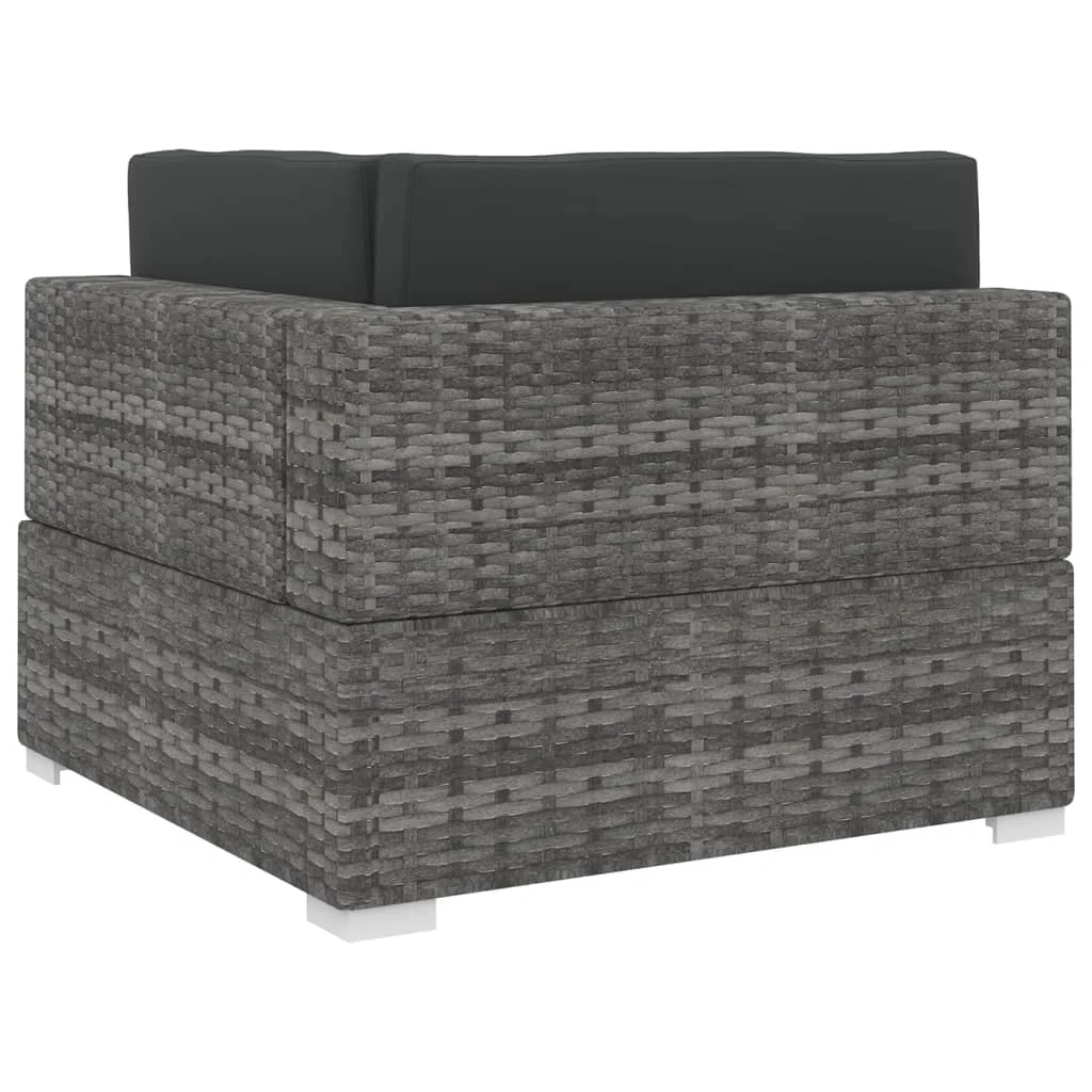1 db szürke polyrattan moduláris sarokfotel párnákkal