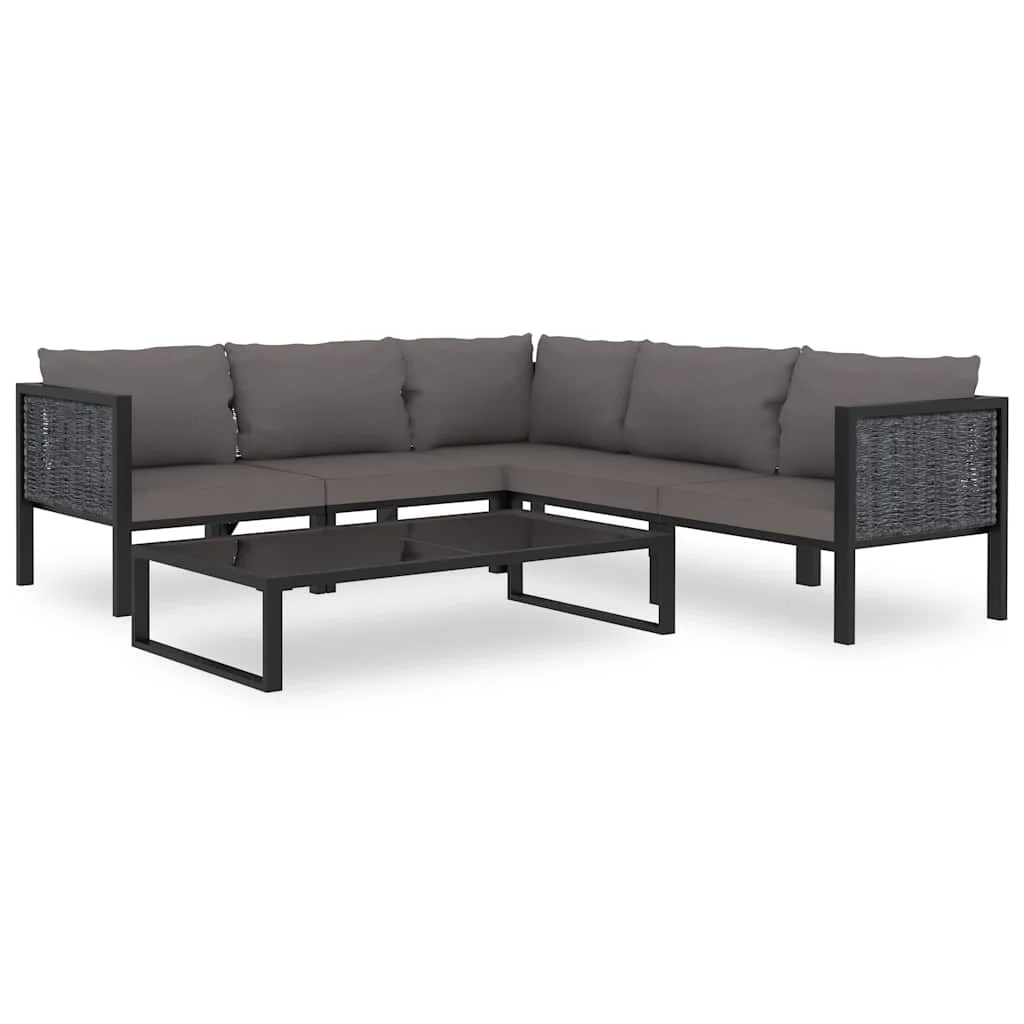 Antracitszürke polyrattan sarokkanapé-elem bal oldali karfával