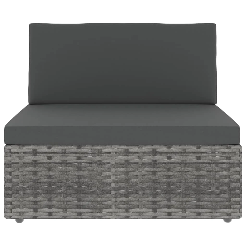 Szürke polyrattan középső kanapéelem
