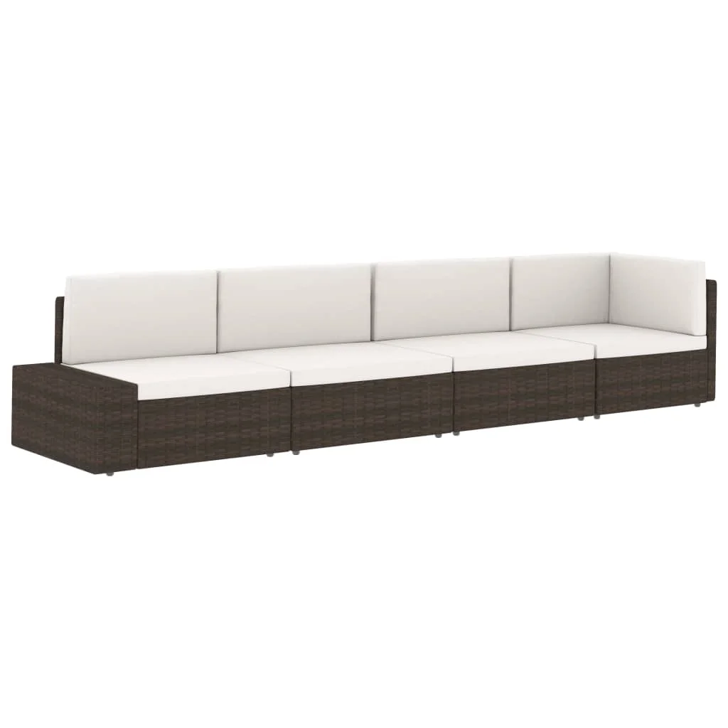 Szürke polyrattan középső kanapéelem
