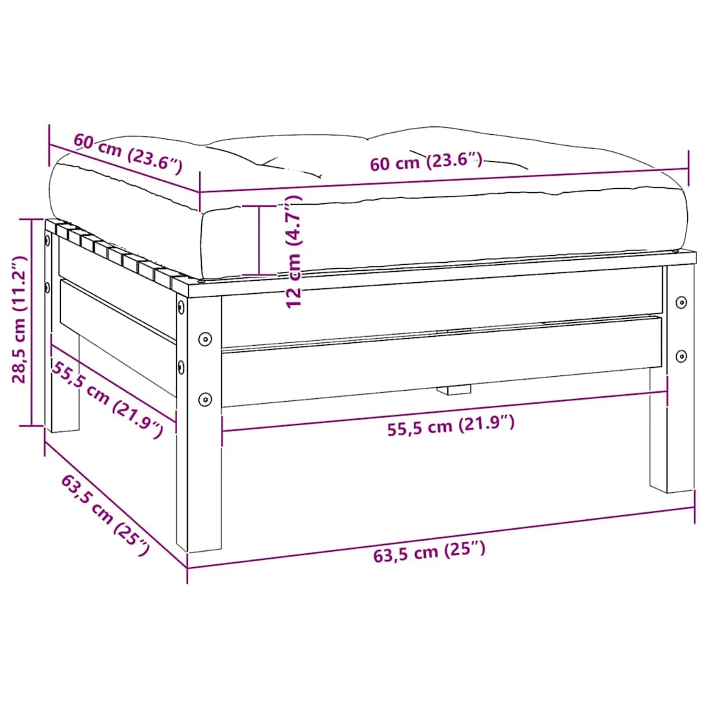3 részes fekete tömör fenyőfa kerti ülőgarnitúra párnákkal