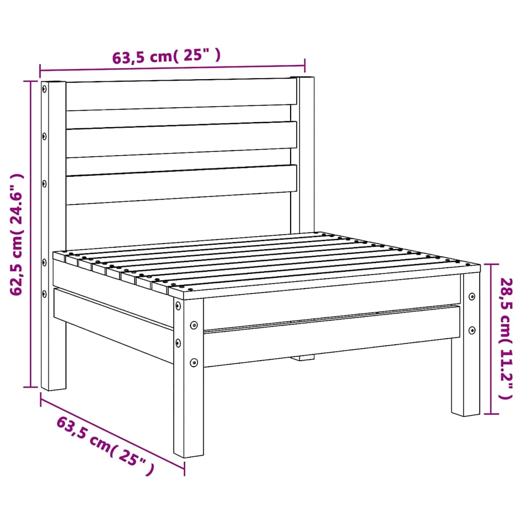 2 db viaszbarna tömör fenyőfa karfa nélküli kerti kanapé
