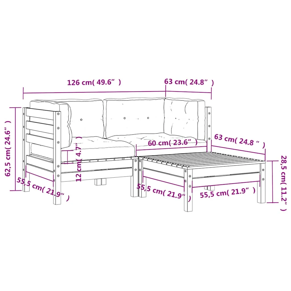 Kétszemélyes kerti kanapé párnával és lábzsámollyal