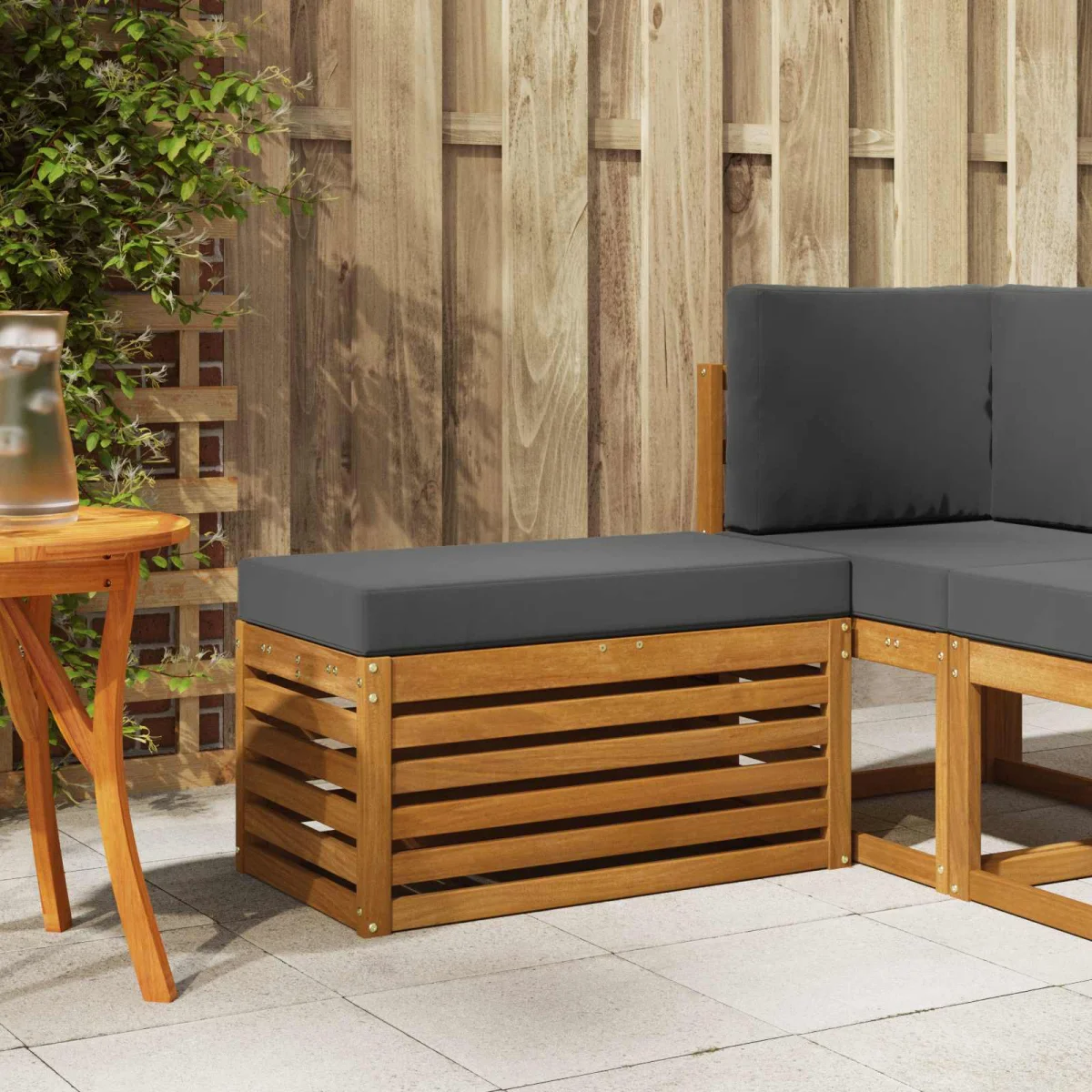 Kültéri Szék Pad Tömör Akácfa Természetes