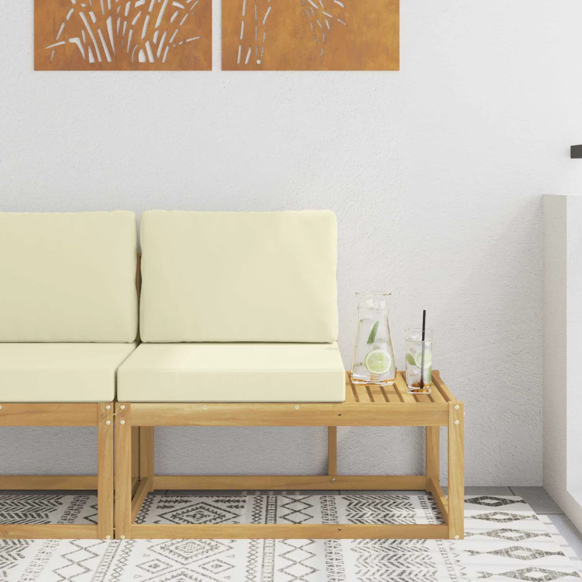 Kültéri végleges kanapé Fehér 91 x 63 x 73 cm Tömör Akácfa