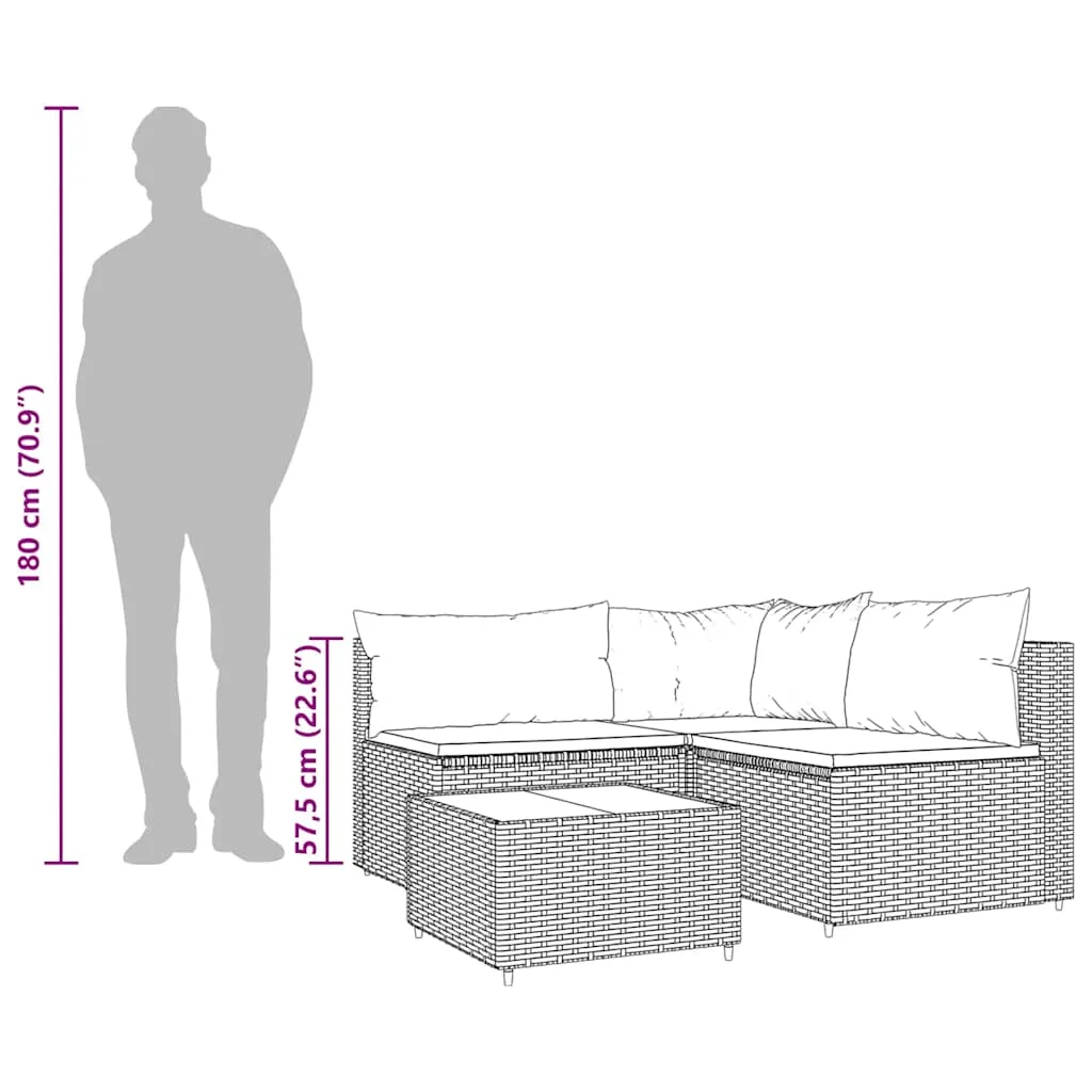4 részes szürke polyrattan kerti ülőgarnitúra párnákkal