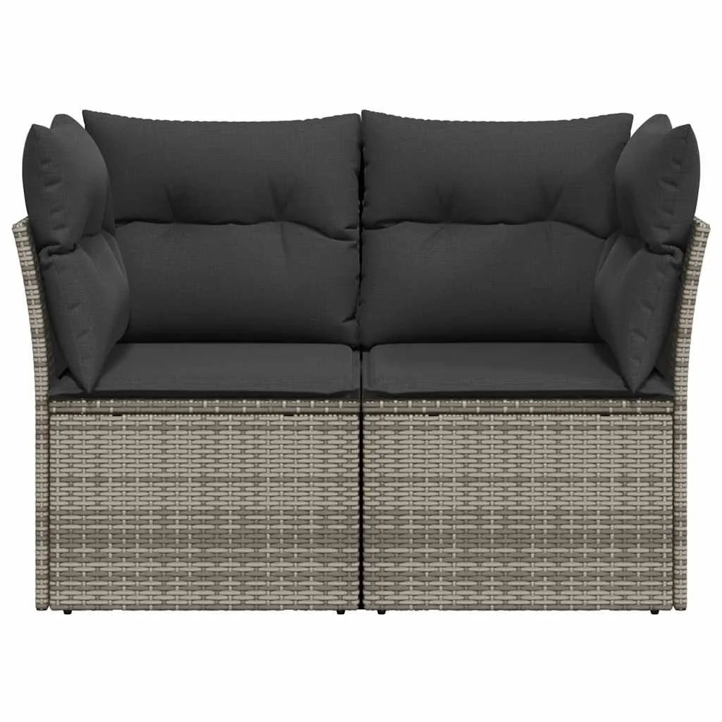 2 személyes szürke polyrattan kerti kanapé párnával