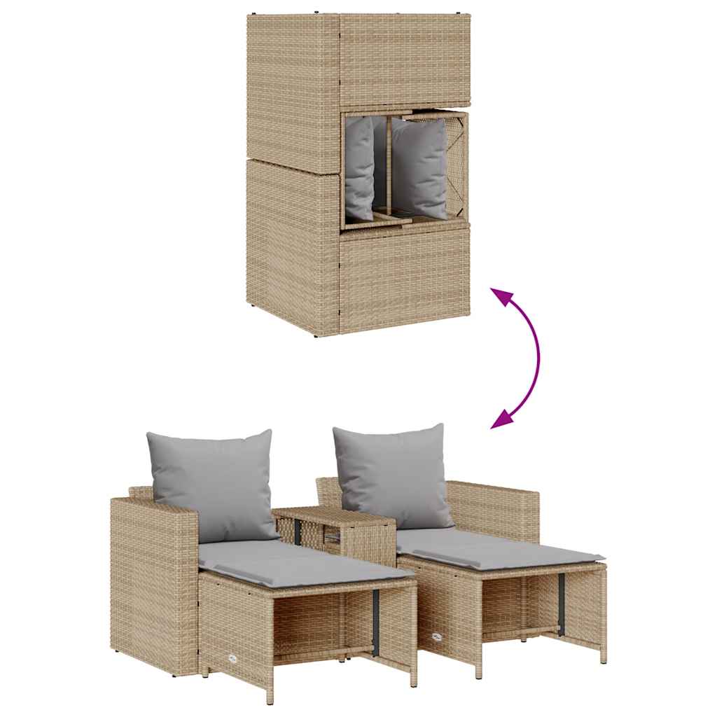 5 részes polyrattan kerti kanapé garnitúra párnákkal stackable