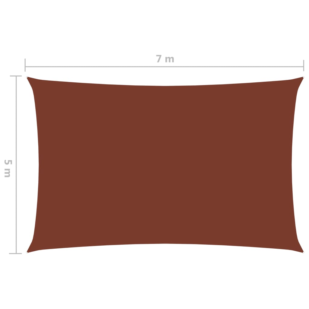 Terrakotta téglalap alakú oxford-szövet napvitorla 5 x 7 m