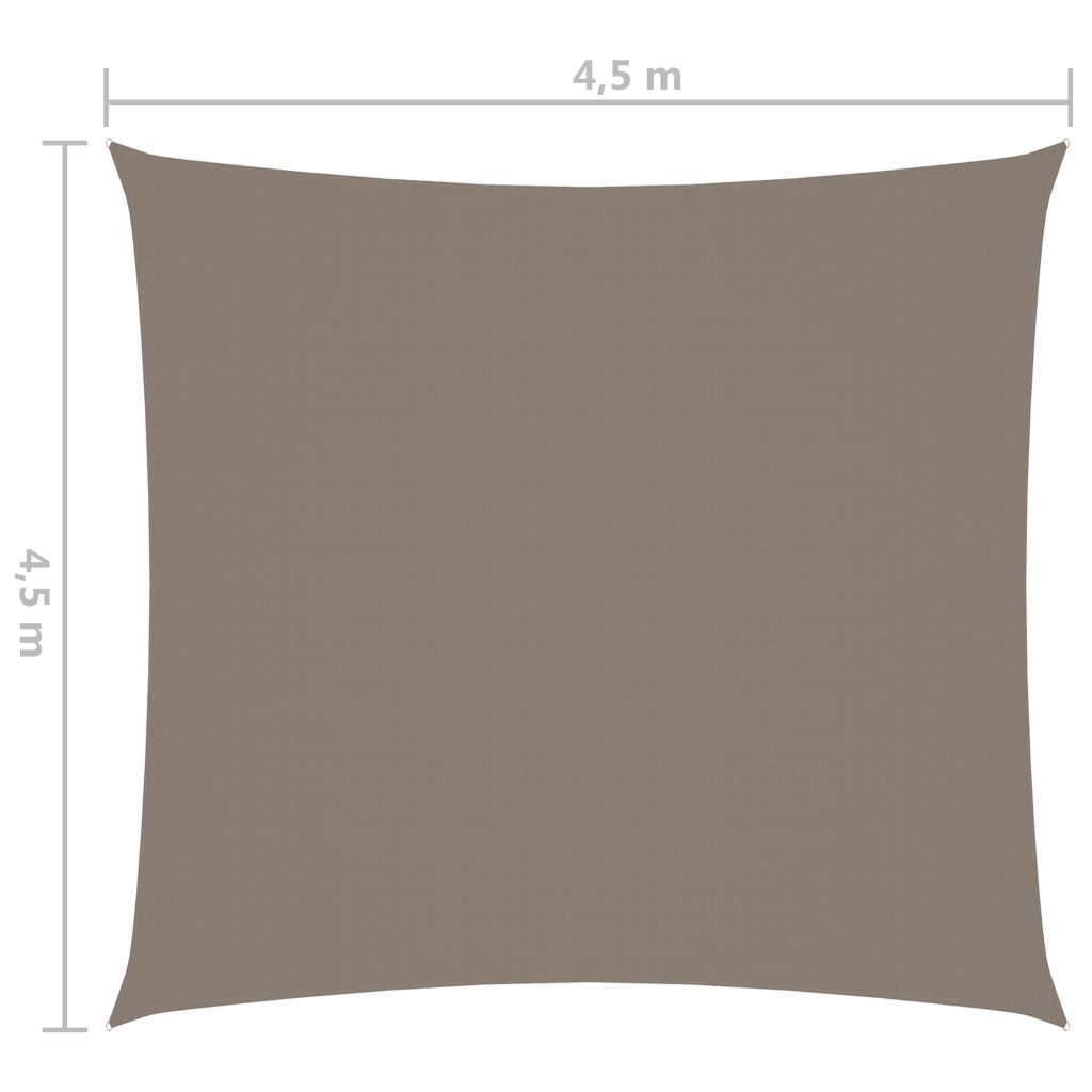 Tópszínű négyzet alakú oxford-szövet napvitorla 4,5x4,5 m