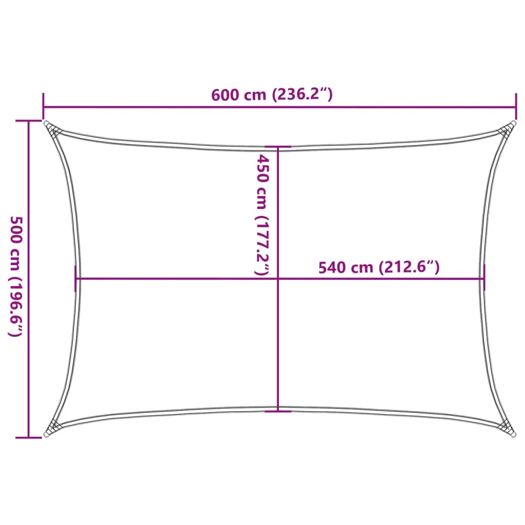 Antracitszürke HDPE napvitorla 160 g/m² 5 x 6 m