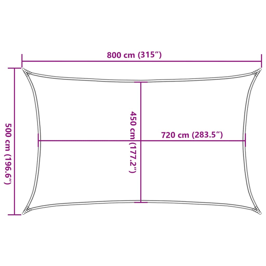 Antracitszürke HDPE napvitorla 160 g/m² 5 x 8 m