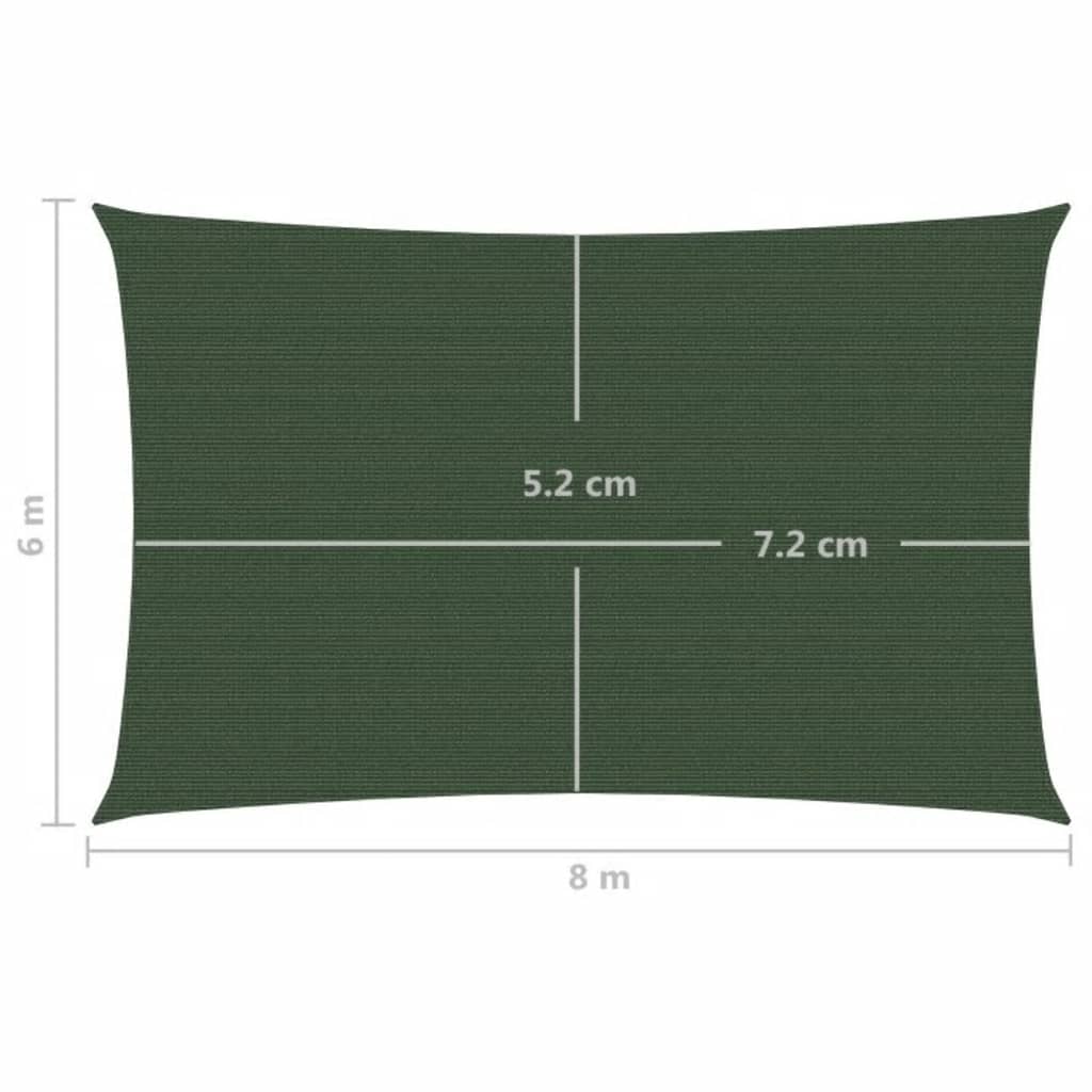 Sötétzöld HDPE napvitorla 160 g/m² 6 x 8 m